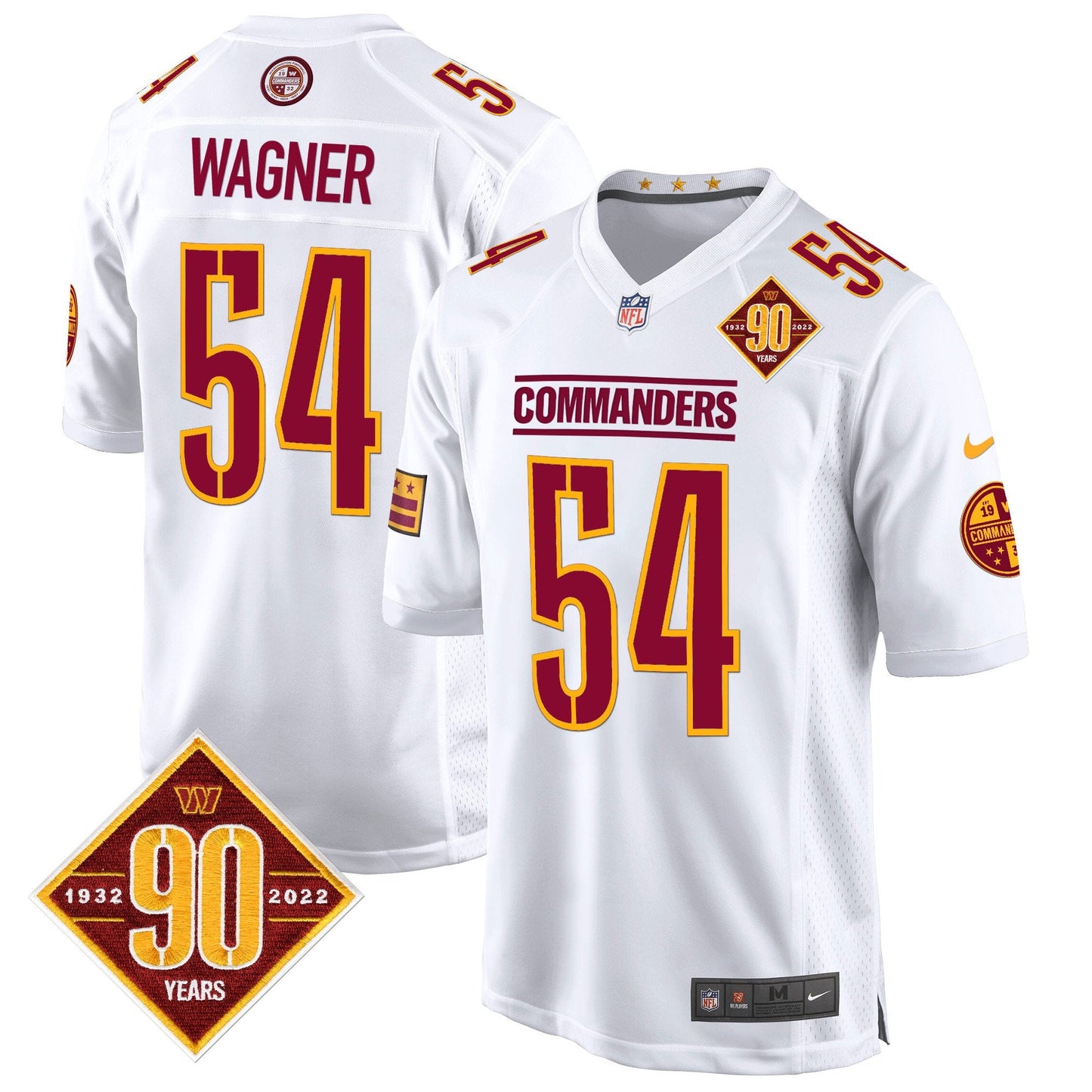 Washington Commanders 90th Anniversary Patch Game Jersey - All Stitched