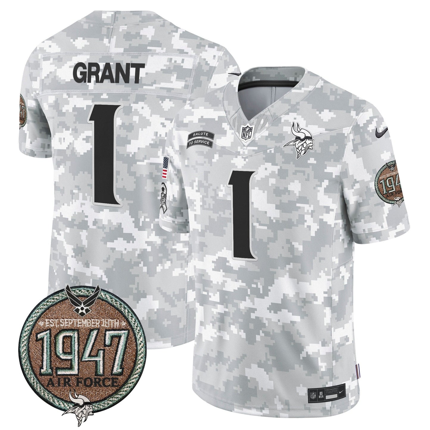 Vikings 2024 Salute to Service Establishment Year Patch Vapor Limited Jersey - All Stitched