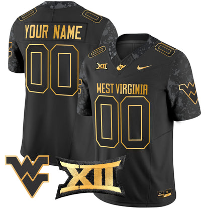 West Virginia Mountaineers 2024 Gold Vapor Limited Custom Jersey - All Stitched