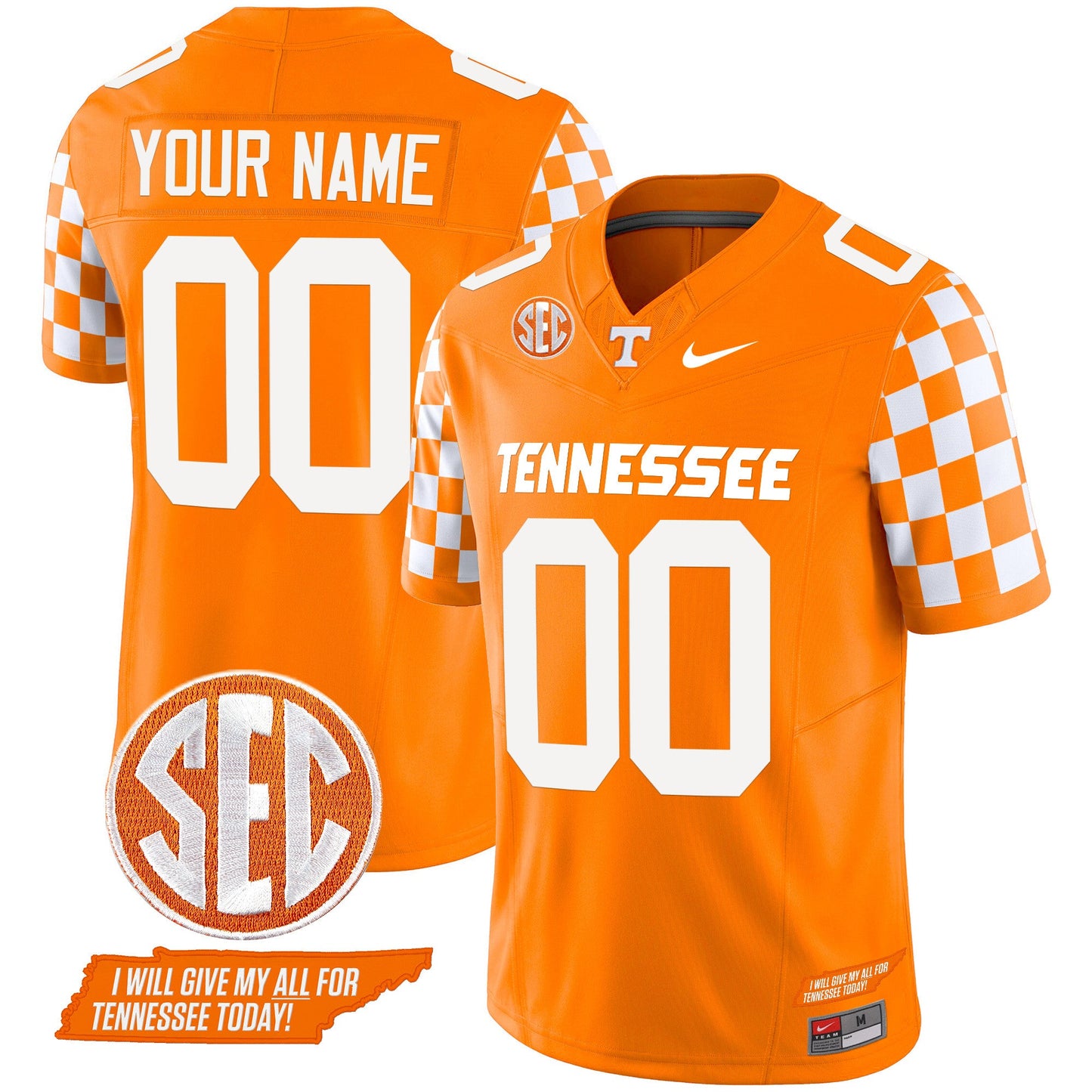 Tennessee Volunteers 2024 Checkerboard Vapor Limited Custom Jersey V2 - All Stitched