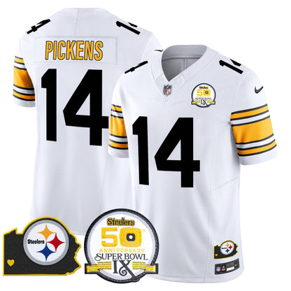 Steelers 50th Anniversary Of Super Bowl IX & Map Patch Vapor Limited Jersey - All Stitched