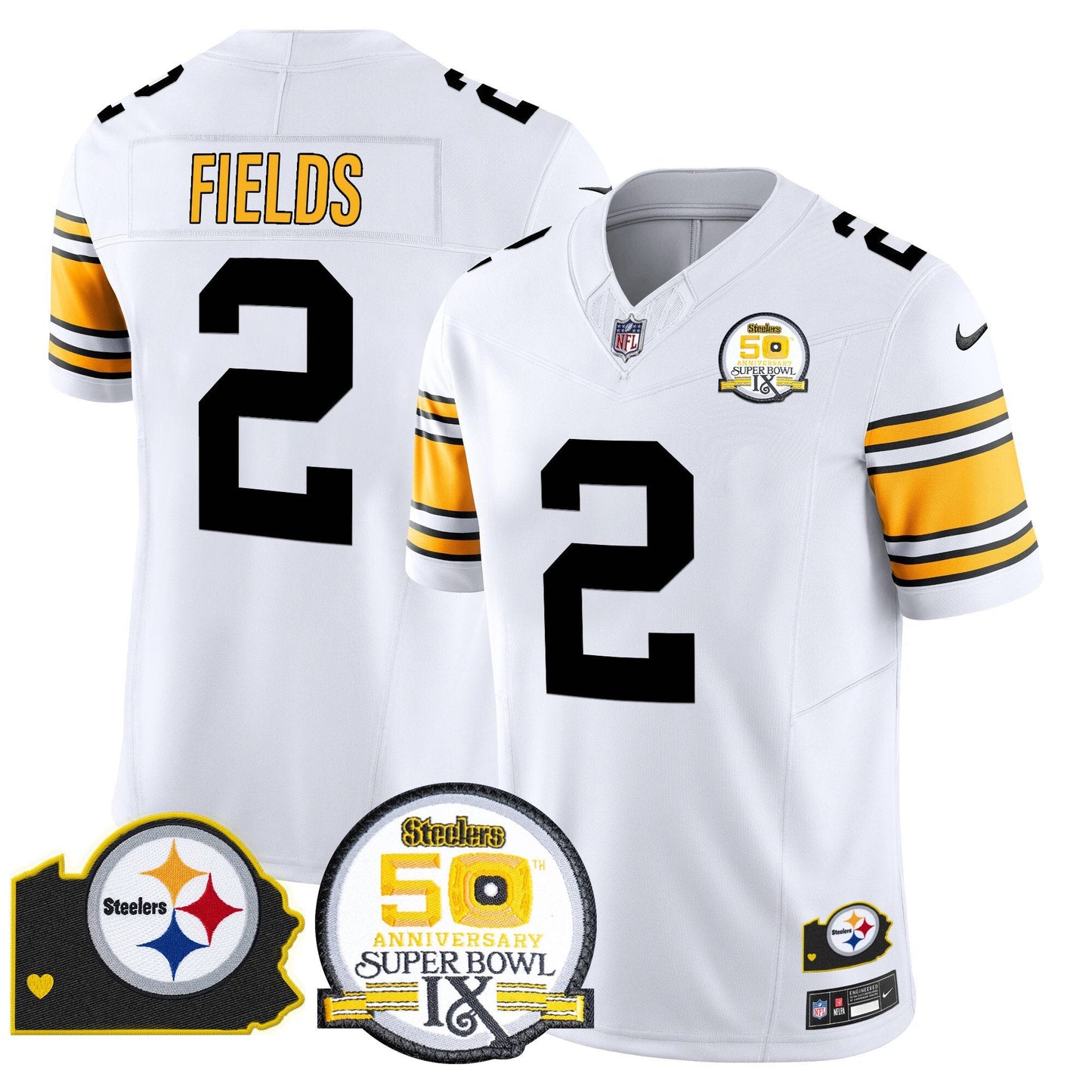 Steelers 50th Anniversary Of Super Bowl IX & Map Patch Vapor Limited Jersey - All Stitched