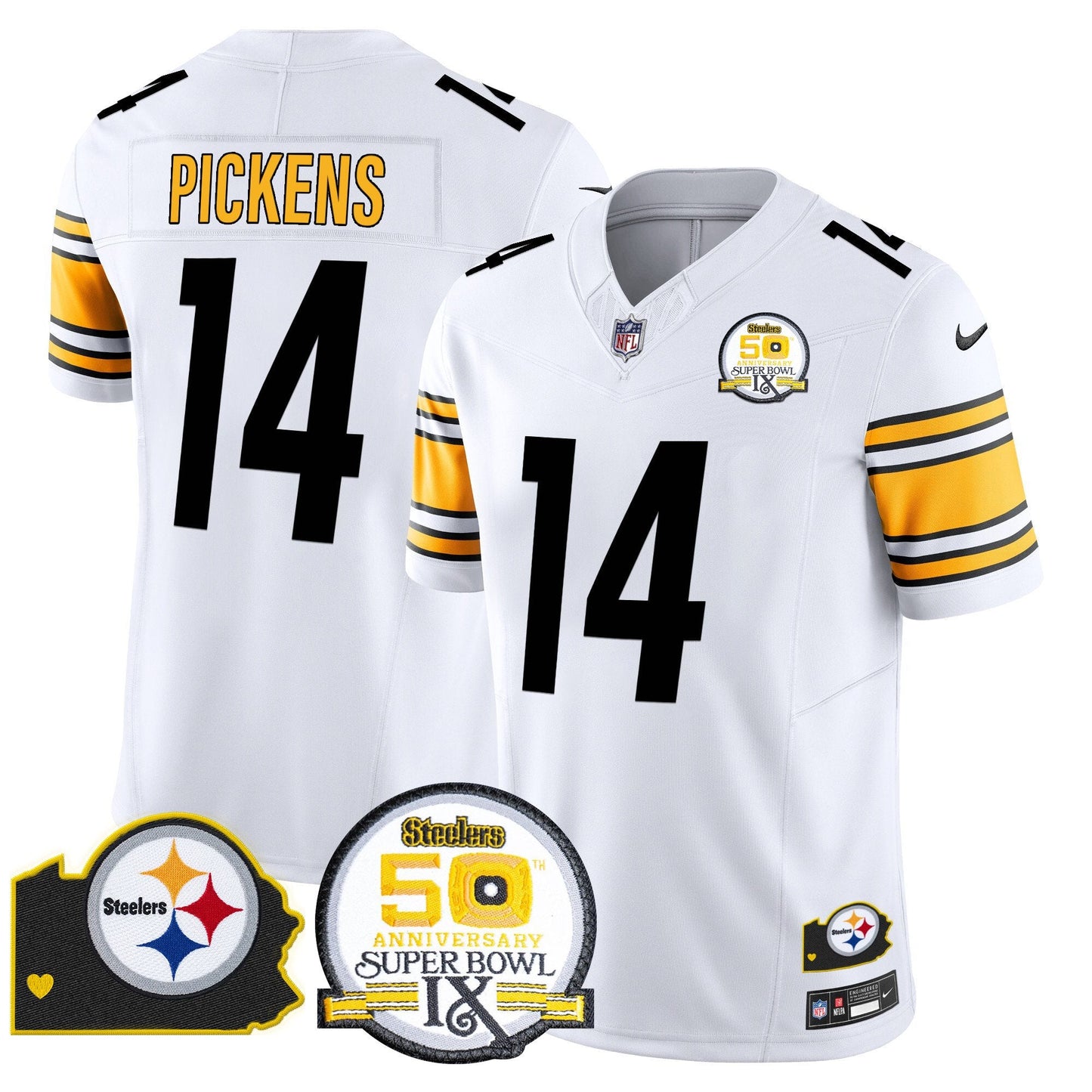 Steelers 50th Anniversary Of Super Bowl IX & Map Patch Vapor Limited Jersey - All Stitched