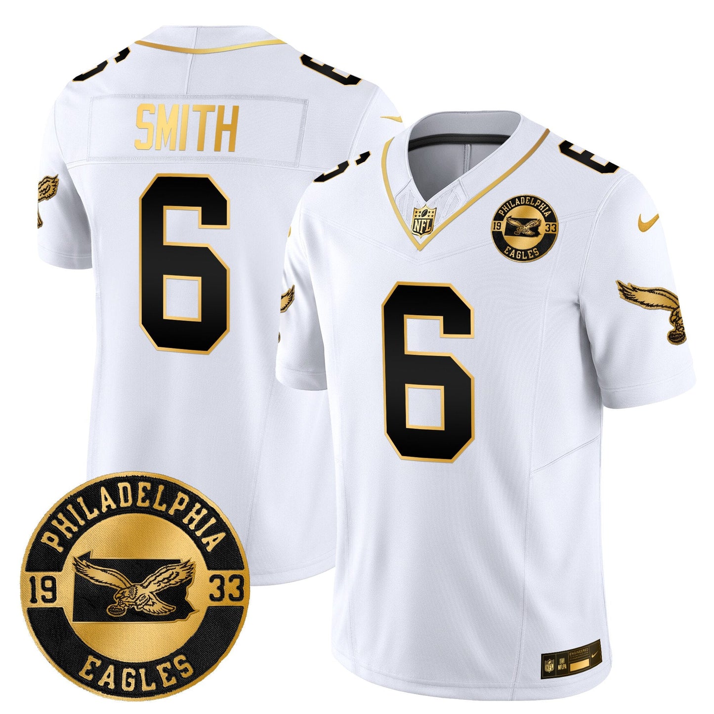 Philadelphia Eagles 2024 Throwback Gold Vapor Limited Jersey - Est. 1933 Patch - All Stitched