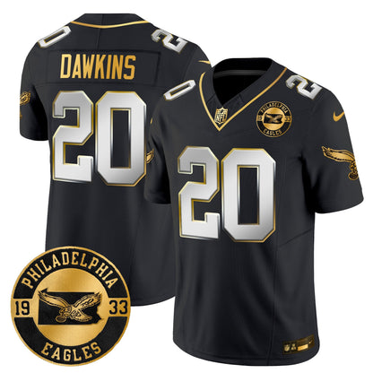Philadelphia Eagles 2024 Throwback Gold Vapor Limited Jersey - Est. 1933 Patch - All Stitched