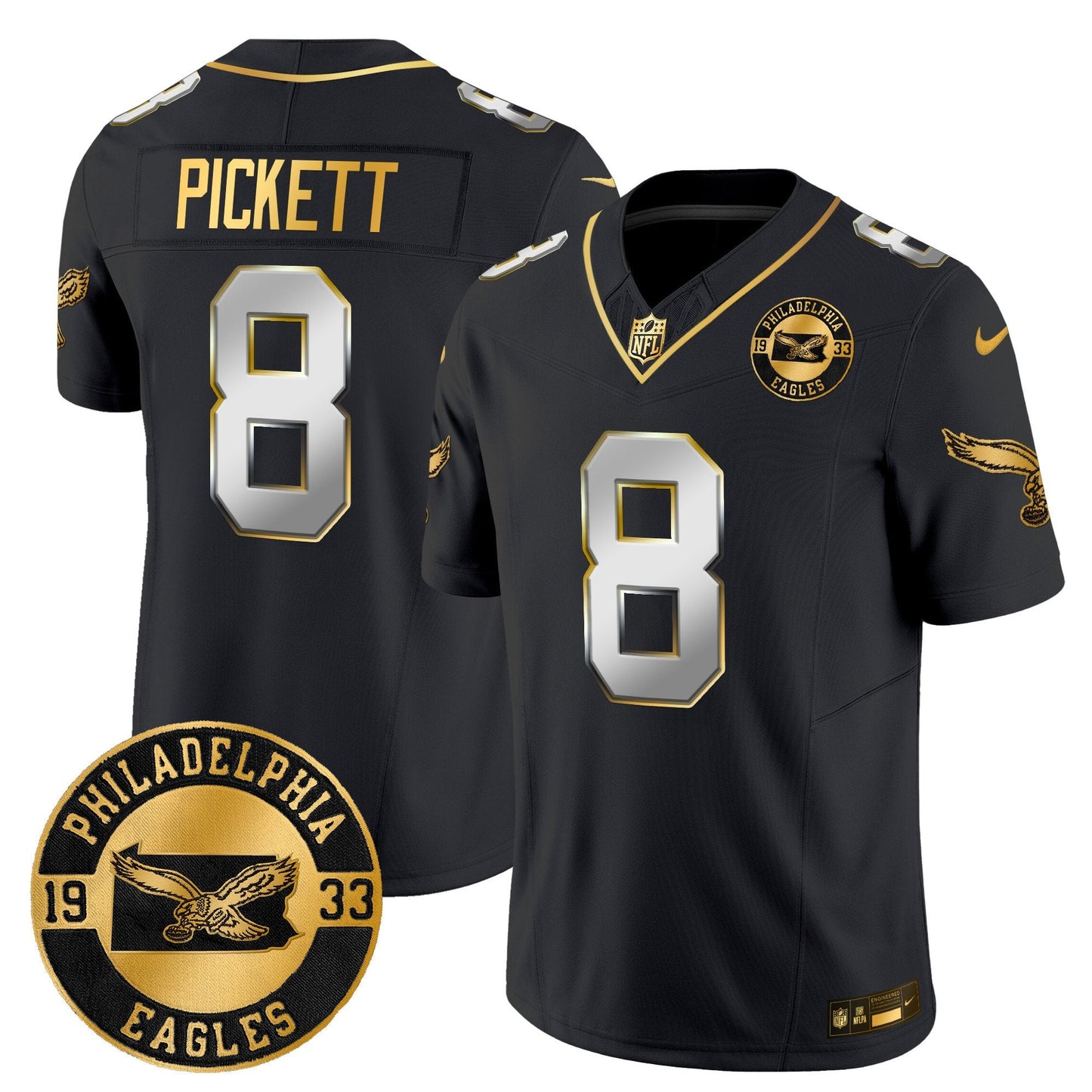 Philadelphia Eagles 2024 Throwback Gold Vapor Limited Jersey - Est. 1933 Patch - All Stitched