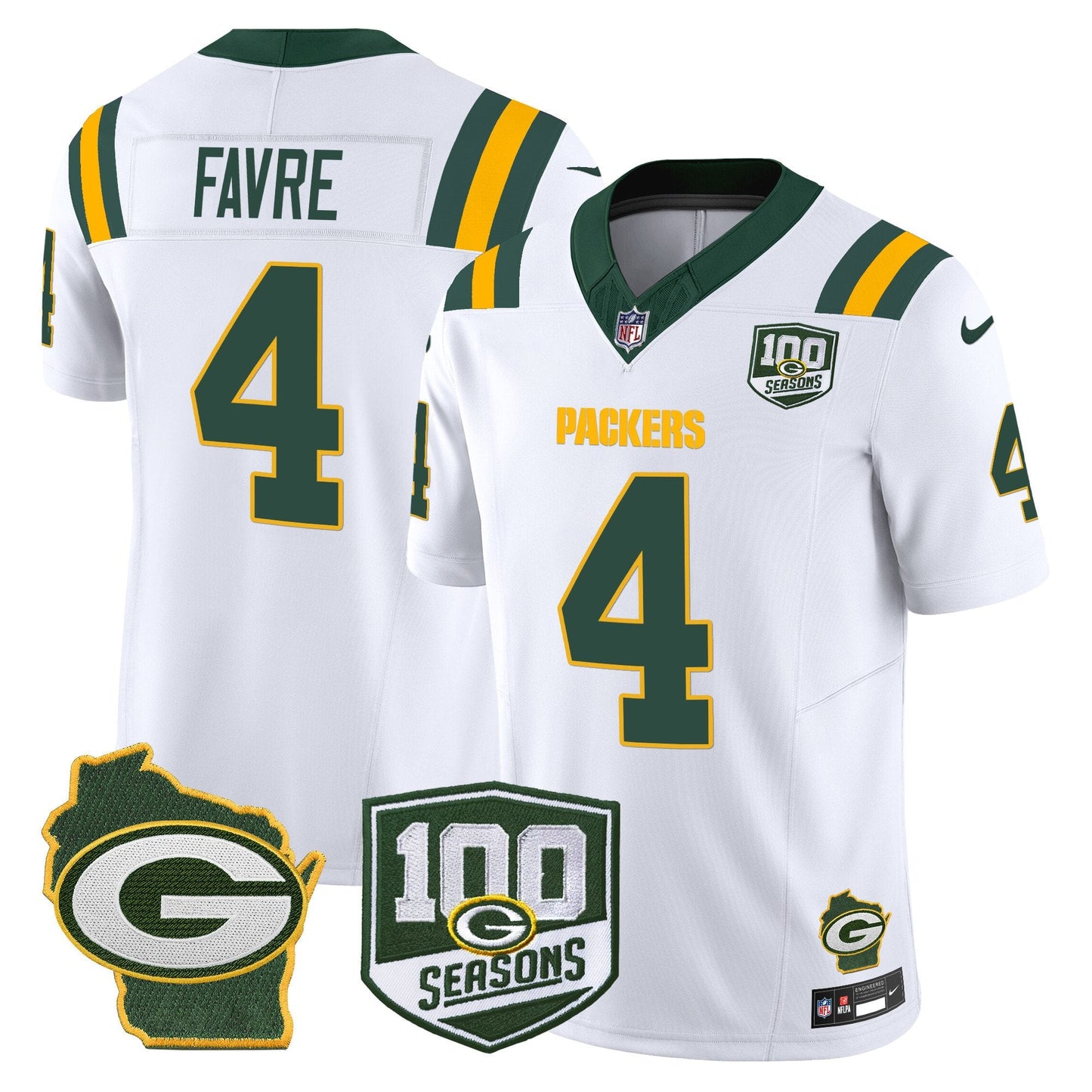 Packers 100th Season & Home Patch Vapor Limited Jersey - All Stitched