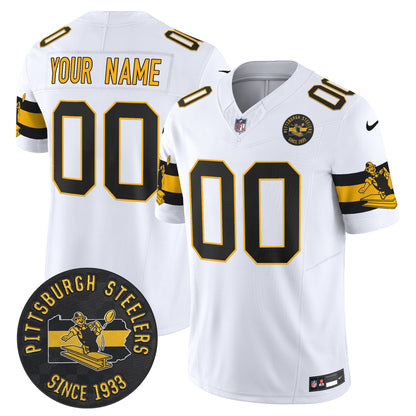 Pittsburgh Steelers Throwback 1933 Patch Vapor Limited Custom Jersey - All Stitched