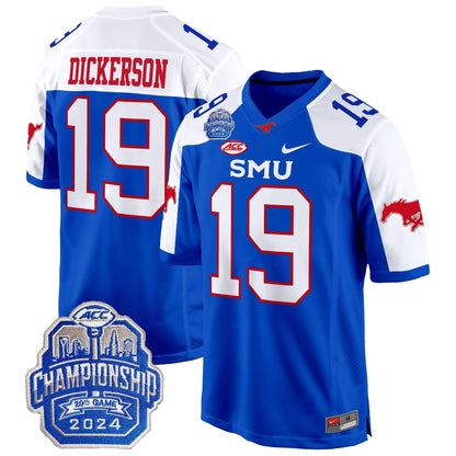 SMU Mustangs 2024 ACC Championship Patch Game Jersey - All Stitched
