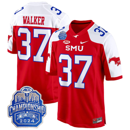 SMU Mustangs 2024 ACC Championship Patch Game Jersey - All Stitched
