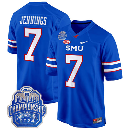 SMU Mustangs 2024 ACC Championship Patch Game Jersey - All Stitched