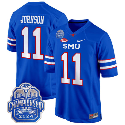 SMU Mustangs 2024 ACC Championship Patch Game Jersey - All Stitched
