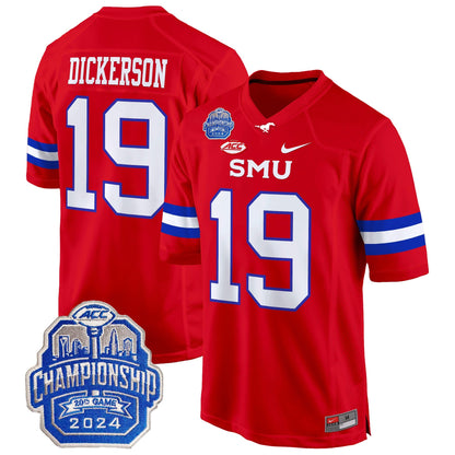 SMU Mustangs 2024 ACC Championship Patch Game Jersey - All Stitched