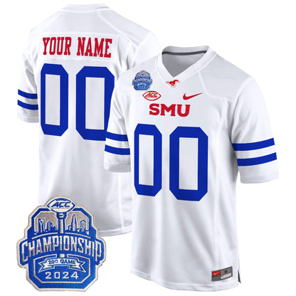 SMU Mustangs 2024 ACC Championship Patch Game Custom Jersey - All Stitched