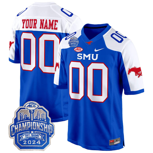 SMU Mustangs 2024 ACC Championship Patch Game Custom Jersey - All Stitched