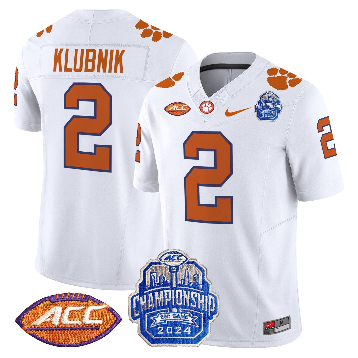 Clemson Tigers 2024 ACC Championship Patch Vapor Limited Jersey - All Stitched