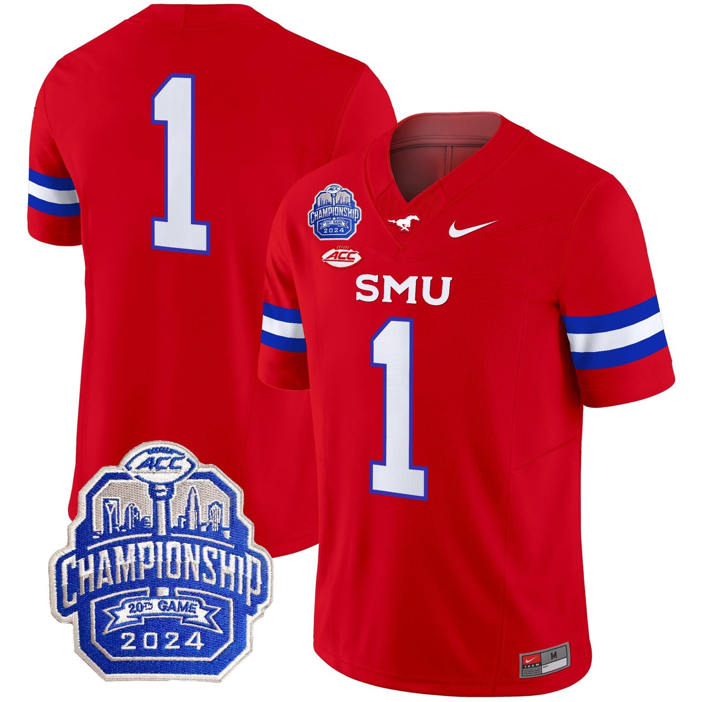 SMU Mustangs 2024 ACC Championship Patch Vapor Limited Jersey - All Stitched