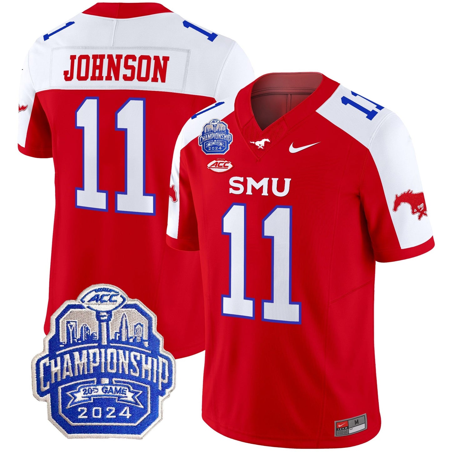 SMU Mustangs 2024 ACC Championship Patch Vapor Limited Jersey - All Stitched