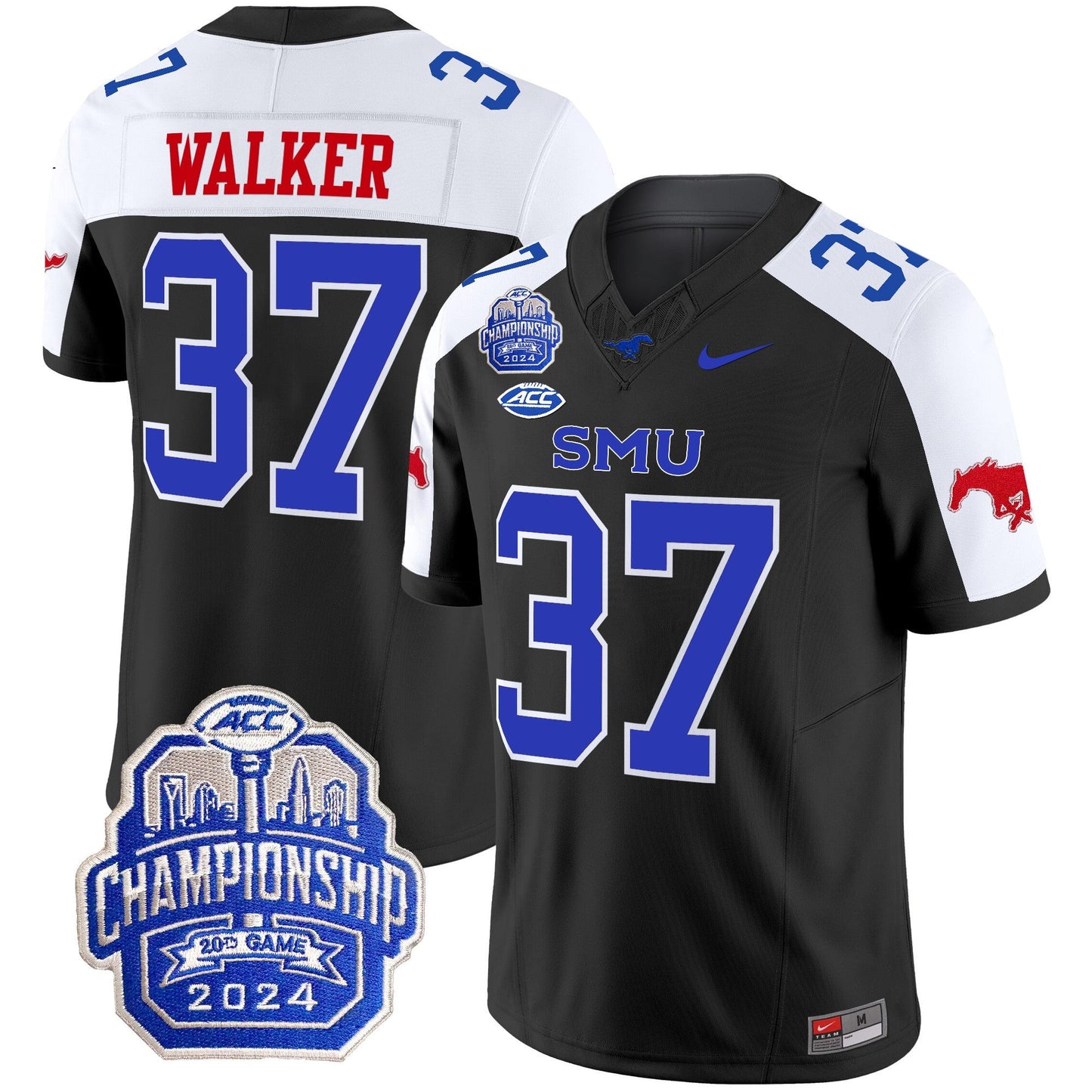 SMU Mustangs 2024 ACC Championship Patch Vapor Limited Jersey - All Stitched