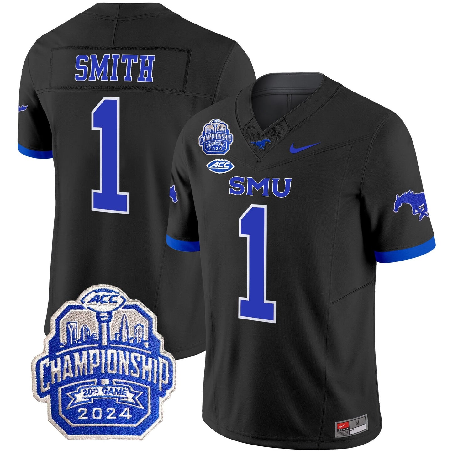 SMU Mustangs 2024 ACC Championship Patch Vapor Limited Jersey - All Stitched