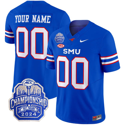 SMU Mustangs 2024 ACC Championship Patch Vapor Limited Custom Jersey - All Stitched