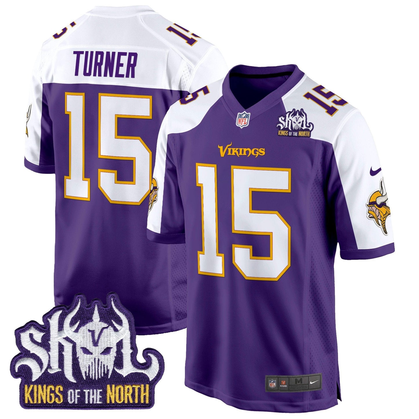 Minnesota Vikings King Of The North Patch Throwback Game Jersey - All Stitched