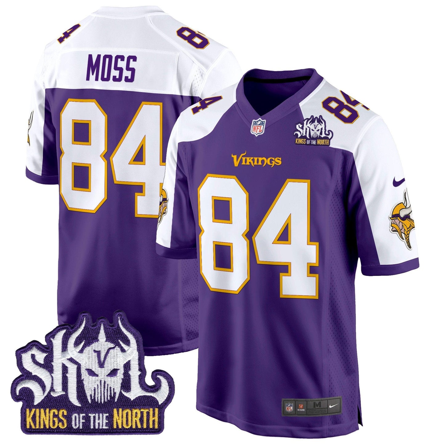 Minnesota Vikings King Of The North Patch Throwback Game Jersey - All Stitched