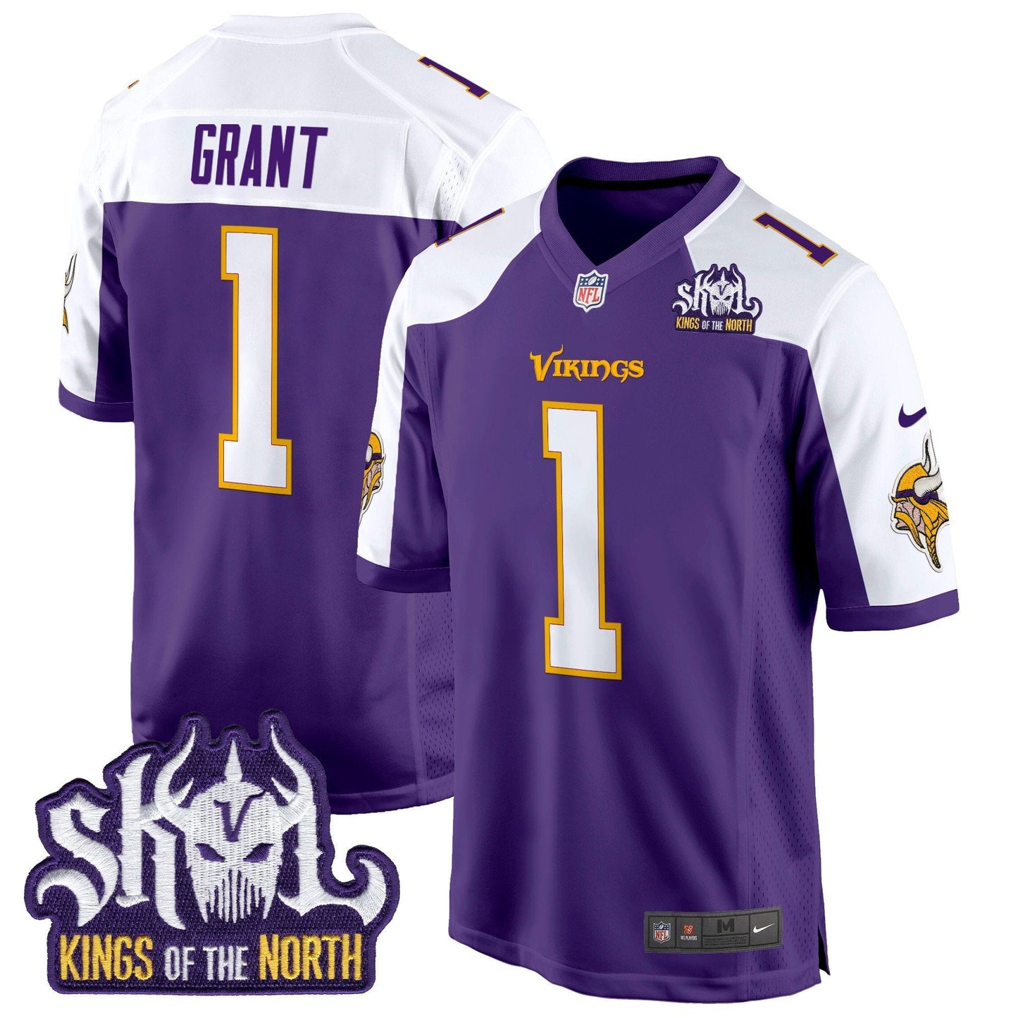 Minnesota Vikings King Of The North Patch Throwback Game Jersey - All Stitched