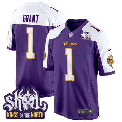 Minnesota Vikings King Of The North Patch Throwback Game Jersey - All Stitched