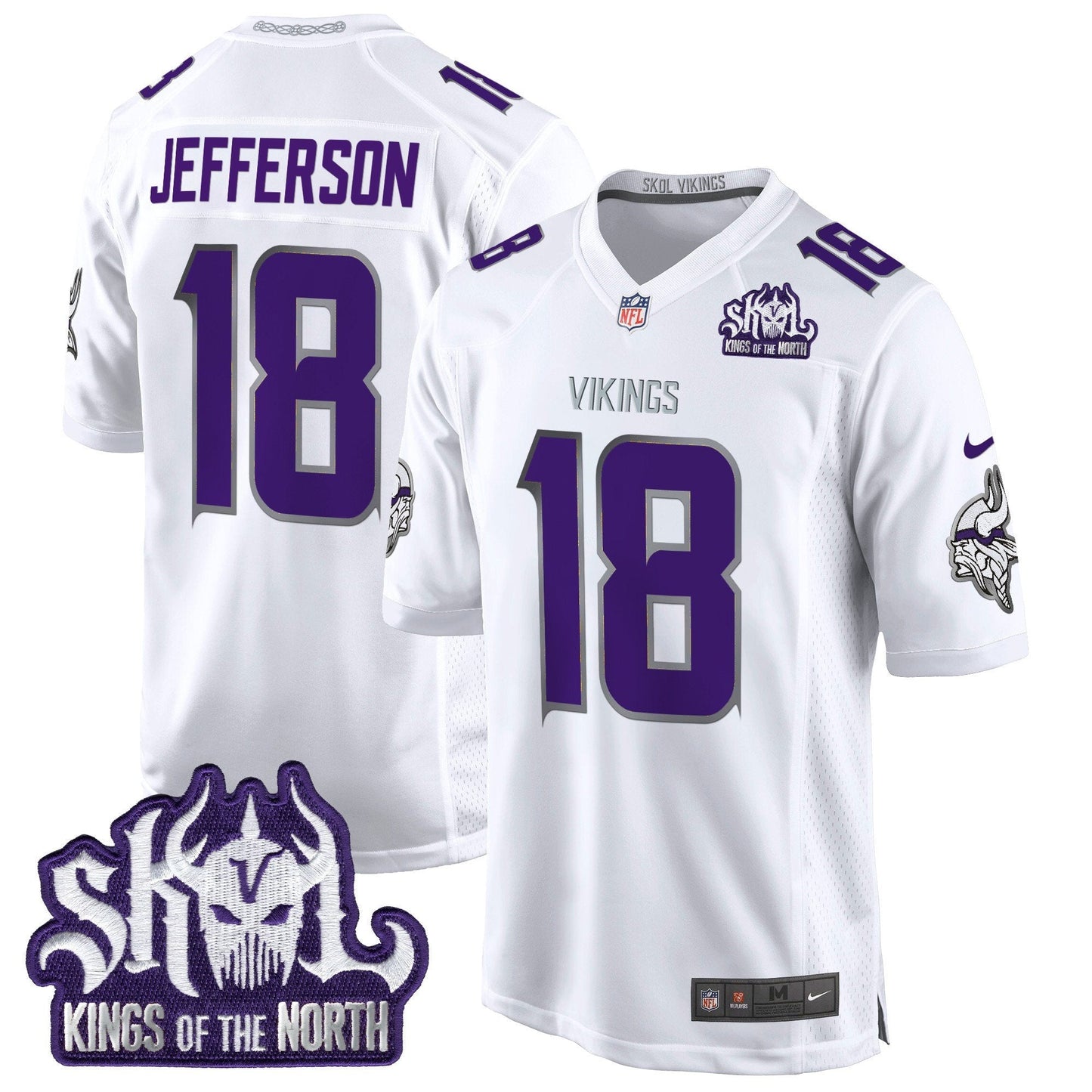 Minnesota Vikings King Of The North Patch Throwback Game Jersey - All Stitched