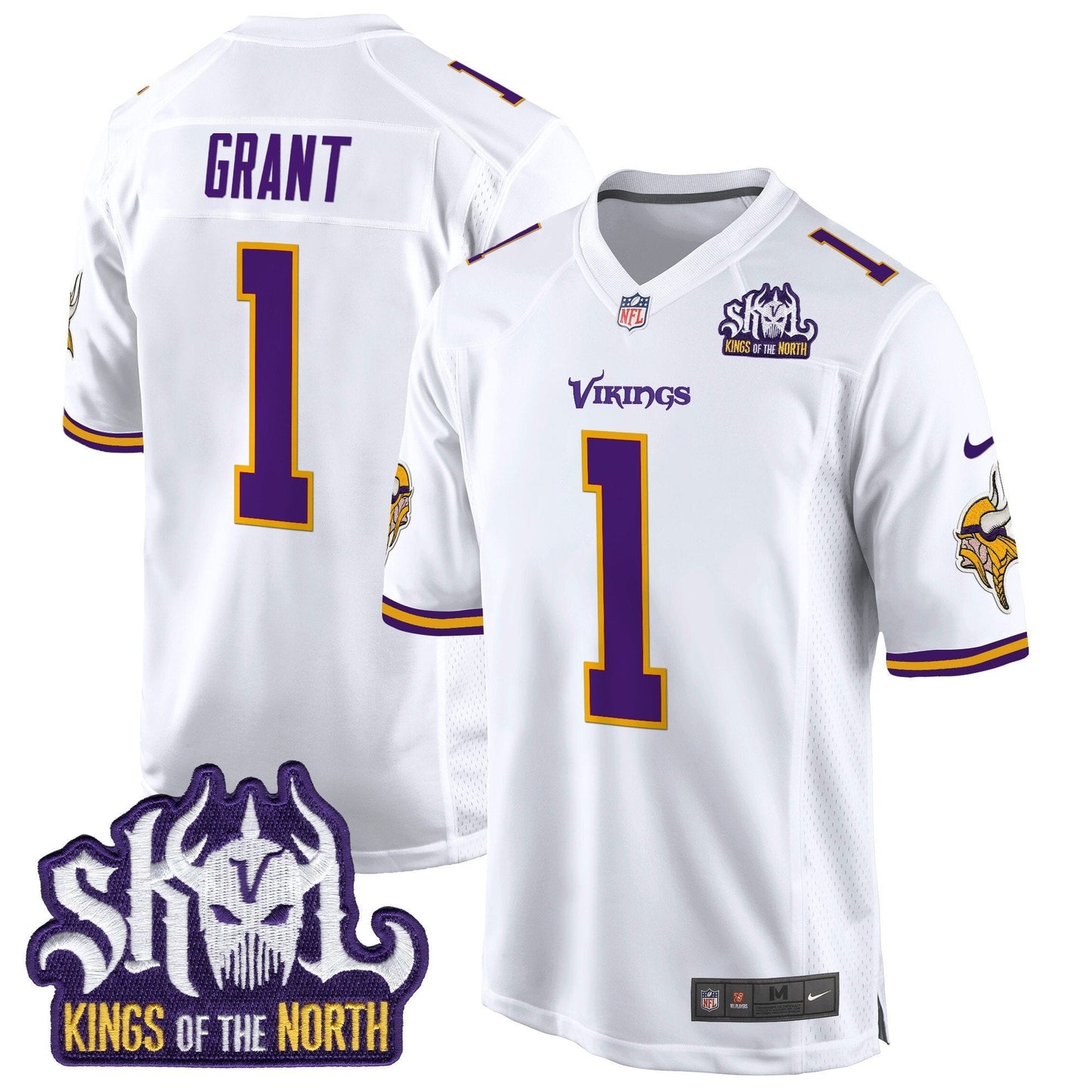 Minnesota Vikings King Of The North Patch Throwback Game Jersey - All Stitched