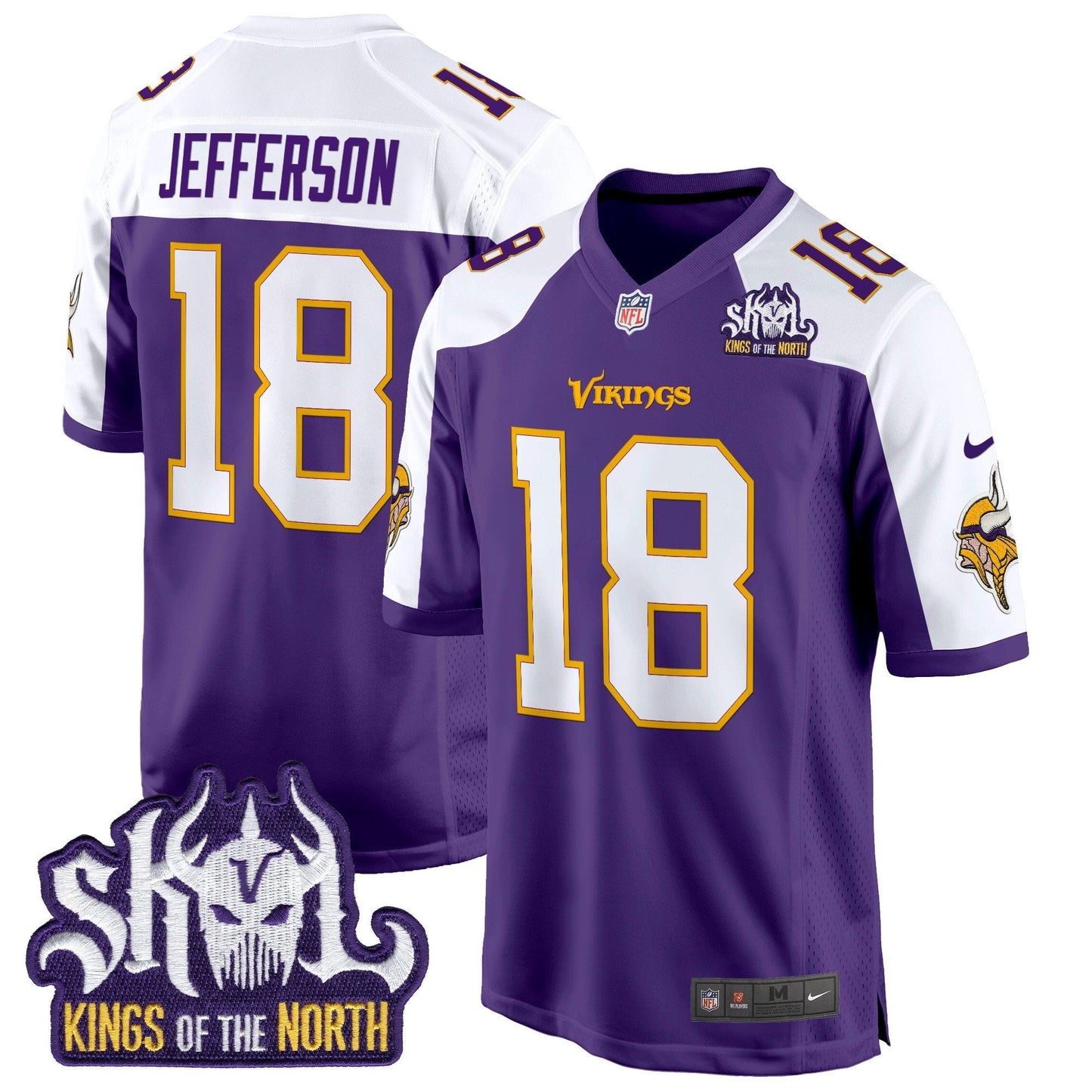 Minnesota Vikings King Of The North Patch Throwback Game Jersey - All Stitched