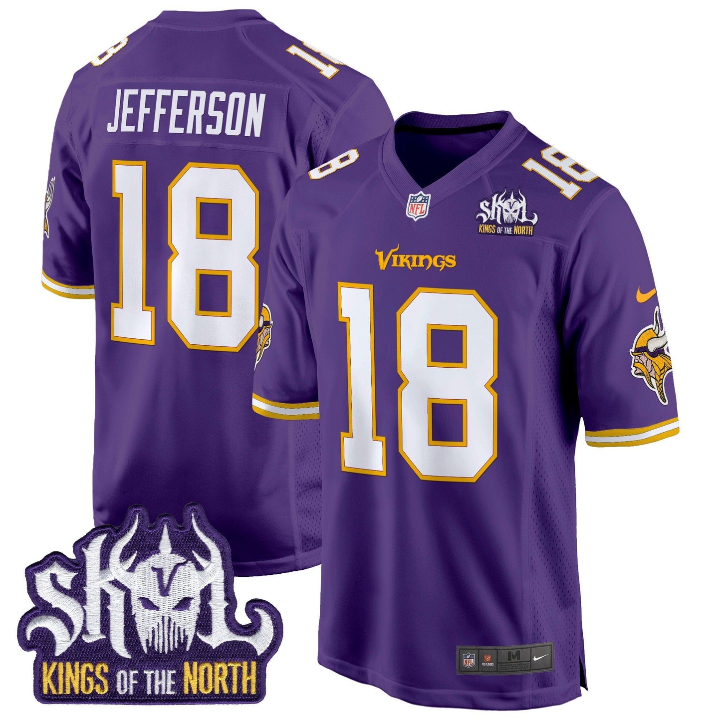 Minnesota Vikings King Of The North Patch Throwback Game Jersey - All Stitched