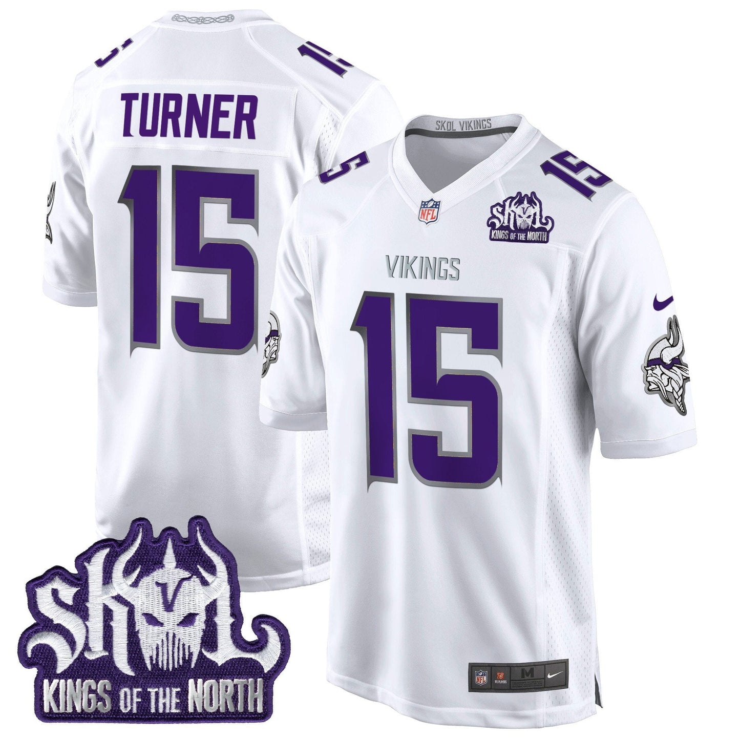 Minnesota Vikings King Of The North Patch Throwback Game Jersey - All Stitched