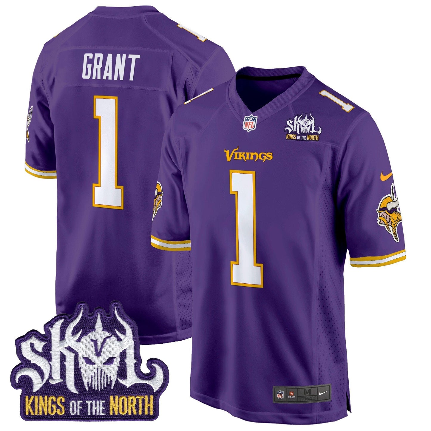 Minnesota Vikings King Of The North Patch Throwback Game Jersey - All Stitched