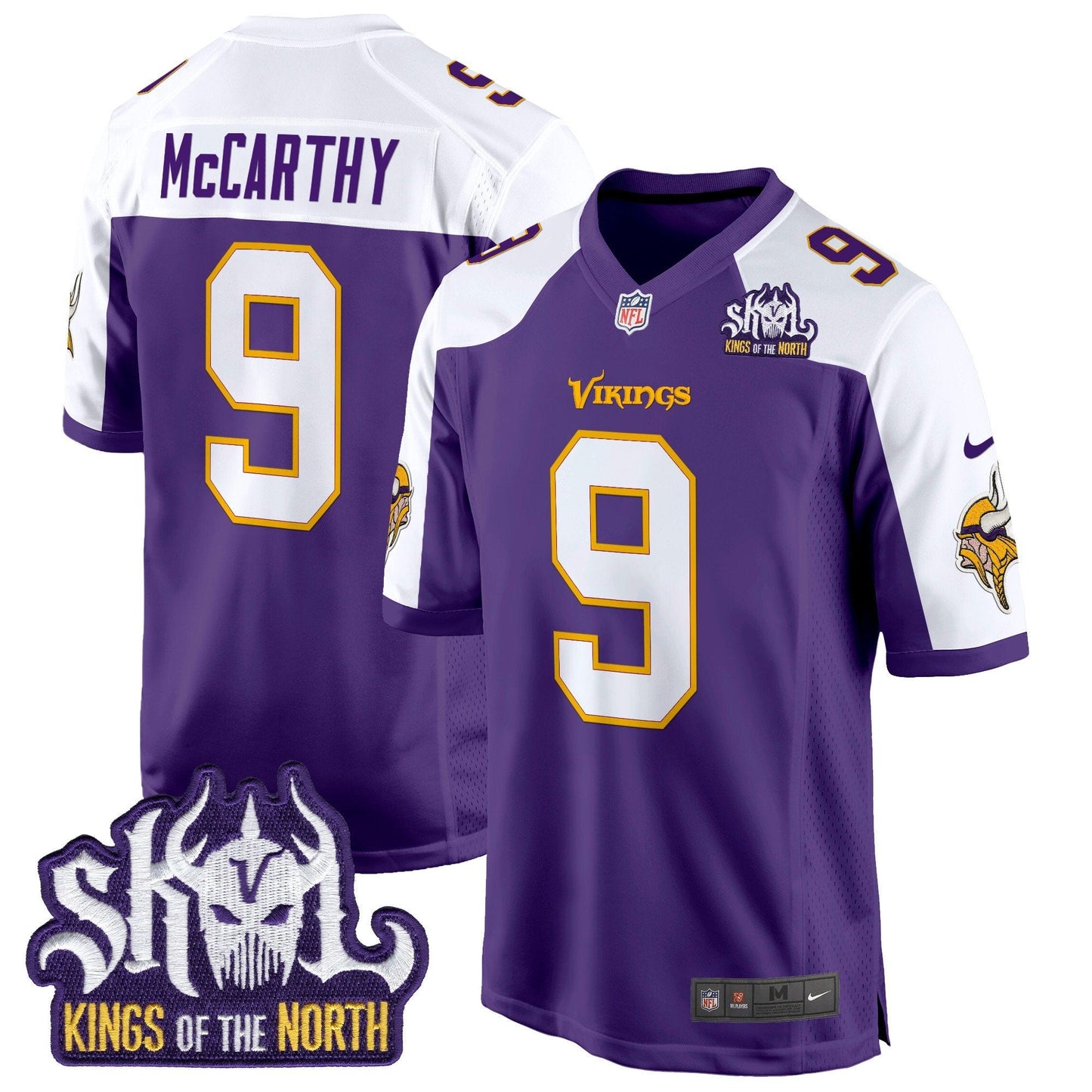Minnesota Vikings King Of The North Patch Throwback Game Jersey - All Stitched