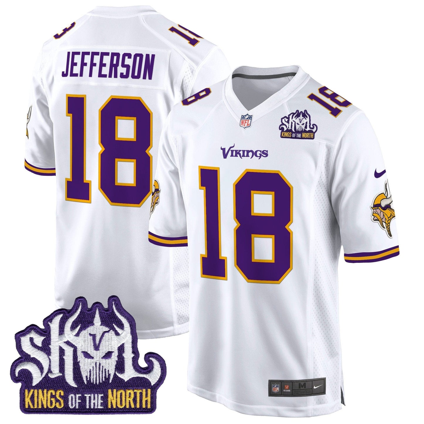 Minnesota Vikings King Of The North Patch Throwback Game Jersey - All Stitched