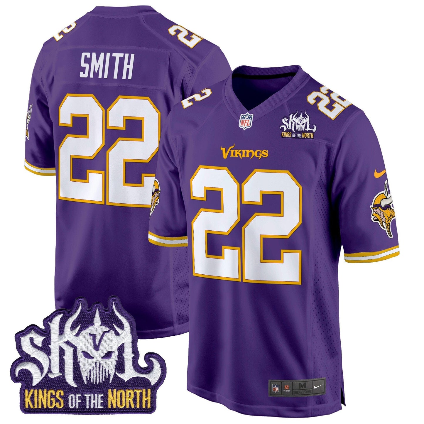 Minnesota Vikings King Of The North Patch Throwback Game Jersey - All Stitched