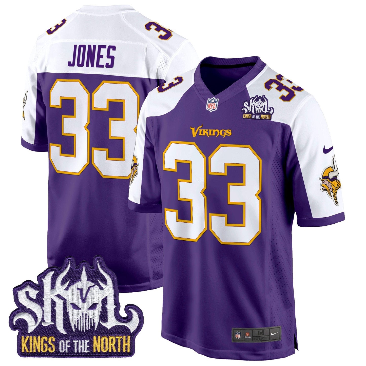 Minnesota Vikings King Of The North Patch Throwback Game Jersey - All Stitched
