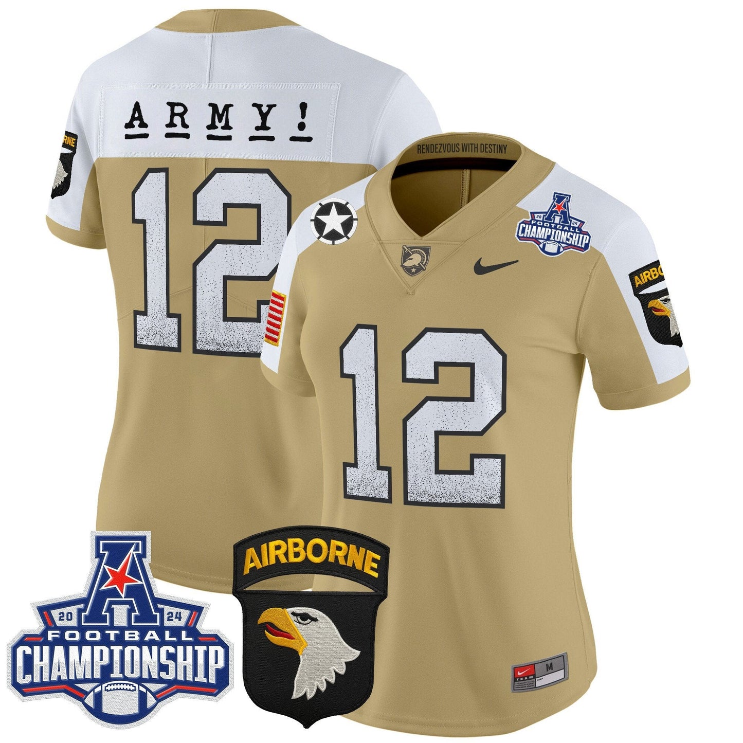 Women's Army Black Knights 2024 AAC Championship Patch Vapor Limited Jersey - All Stitched