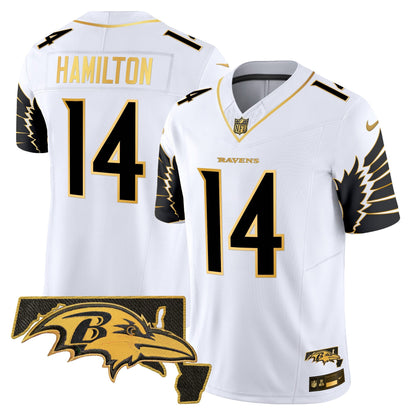 Ravens Maryland Patch Gold Vapor Limited Jersey V2 - All Stitched