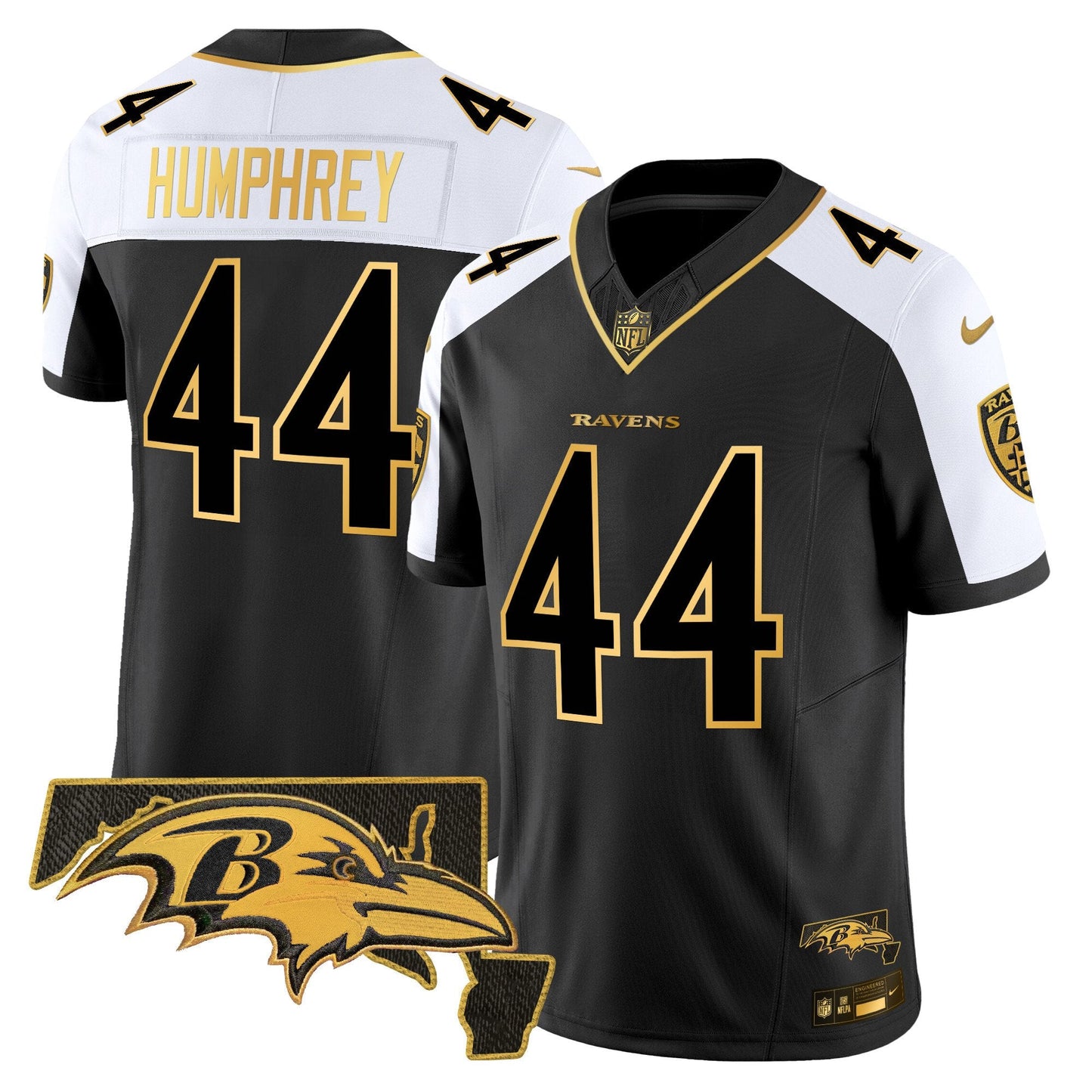 Ravens Maryland Patch Gold Vapor Limited Jersey V2 - All Stitched