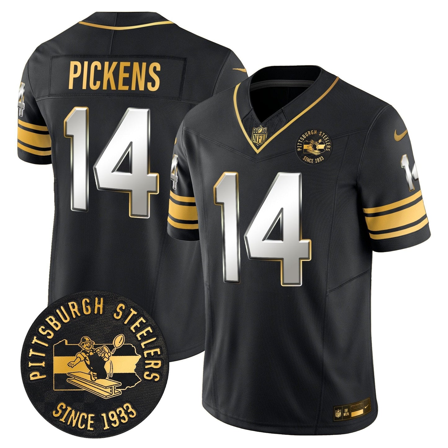 Pittsburgh Steelers Throwback 1933 Patch Gold Vapor Limited Jersey - All Stitched