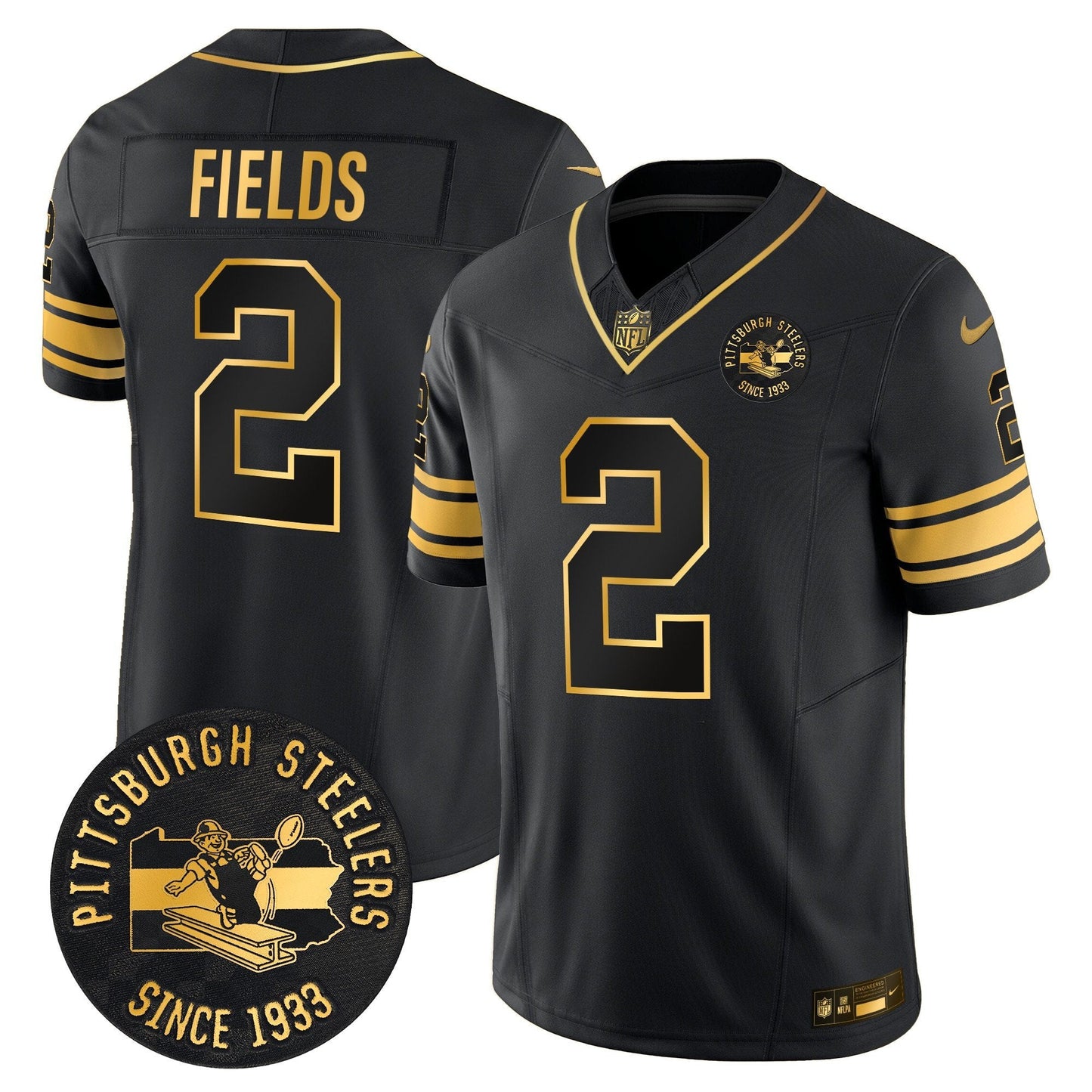 Pittsburgh Steelers Throwback 1933 Patch Gold Vapor Limited Jersey - All Stitched