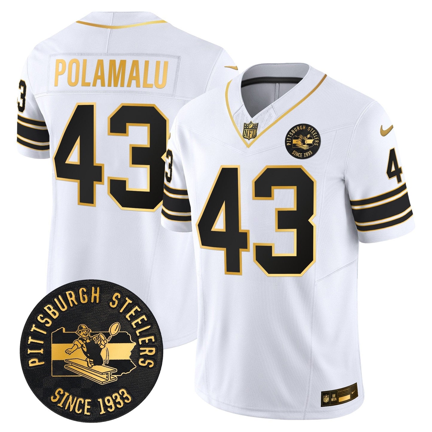 Pittsburgh Steelers Throwback 1933 Patch Gold Vapor Limited Jersey - All Stitched