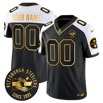 Pittsburgh Steelers Throwback 1933 Patch Gold Vapor Limited Custom Jersey - All Stitched