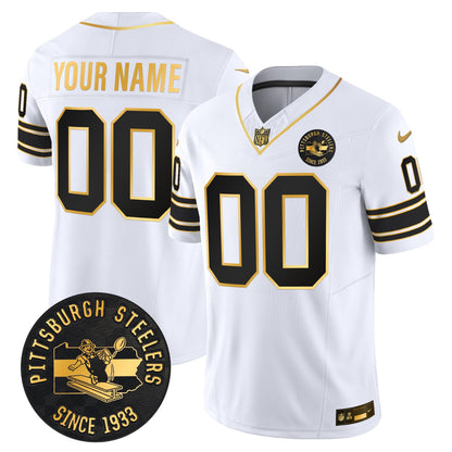 Pittsburgh Steelers Throwback 1933 Patch Gold Vapor Limited Custom Jersey - All Stitched