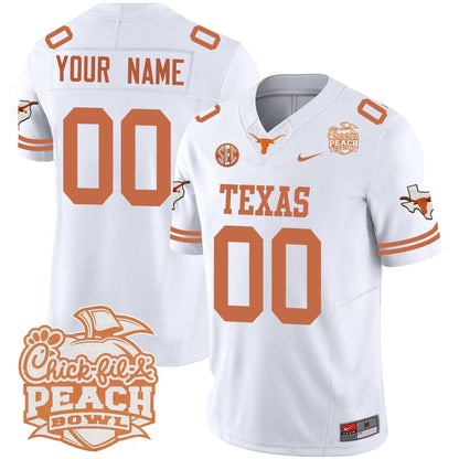 Custom Texas Longhorns 2024 Peach Bowl Jersey - All Stitched