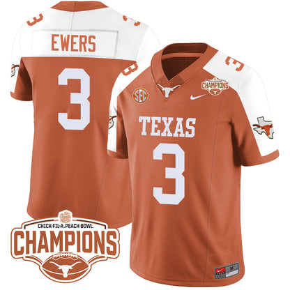 Texas Longhorns 2024 Peach Bowl Champions Jersey - All Stitched