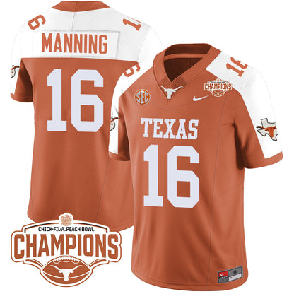 Texas Longhorns 2024 Peach Bowl Champions Jersey - All Stitched